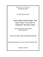 Phát triển thương hiệu ẩm thực trần  của công ty TNHH MTV ẩm thực trần 