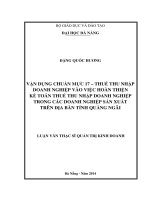 Vận dụng chuẩn mực 17- Thuế thu nhập doanh nghiệp vào việc hoàn thiện kế toán thuế thu nhập doanh nghiệp trong các doanh nghiệp sản xuất trên địa bàn Tỉnh Quảng Ngãi.