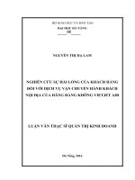 Nghiên cứu sự hài lòng của khách hàng đối với dịch vụ vận chuyển hành khách nội địa của hãng hàng không VIETJET AIR 