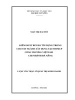 Kiểm soát rủi ro tín dụng trong cho vay ngành xây dựng tại NHTMCP công thương việt nam, chi nhánh đà nẵng  