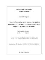 Tăng cường kiểm soát nội bộ chu trình bán hàng và thu tiền tại công ty cổ phần dệt may hòa khánh đà nẵng  
