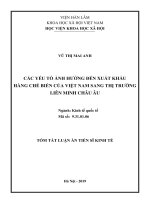 Các yếu tố ảnh hưởng đến xuất khẩu hàng chế biến của việt nam sang thị trường liên minh châu âu tt 