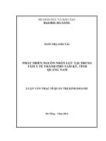 Phát triển nguồn nhân lực tại trung tâm Y tế Thành phố Tam Kỳ, Tỉnh Quảng Nam