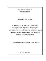 Nghiên cứu các yếu tố ảnh hưởng tác động đến hiệu quả hoạt động kinh doanh của các doanh nghiệp ngành xây dựng niêm yết trên thị trường chứng khoán việt nam 