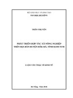Phát triển hợp tác xã nông nghiệp trên địa bàn huyện đắk hà, tỉnh kon tum 