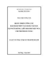 Hoàn thiện công tác bảo đảm tiền vay bằng tài sản tại ngân hàng liên doạnh việt nga, chi nhánh đà nẵng 