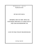 Mở rộng cho vay tiêu dùng tại ngân hàng TMCP đầu tư và phát triển việt nam chi nhánh phú tài 