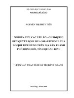 Nghiên cứu các nhân tố ảnh hưởng đến quyết định mua SMARTPHONE của người tiêu dùng trên địa bàn thành phố đồng hới, tỉnh quảng bình 
