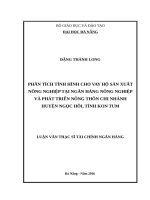 Phân tích tình hình cho vay hộ sản xuất nông nghiệp tại ngân hàng nông nghiệp và phát triển nông thôn chi nhánh huyện ngọc hồi, tỉnh kon tum  