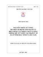 Nguyên nhân tử vong do một số bệnh tim mạch và biện pháp cải thiện chất lượng thống kê tử vong tại trạm y tế xã ở tỉnh Bắc Ninh và Hà Nam