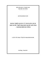 Hoàn thiện quản lý chi ngân sách nhà nước trên địa bàn quận sơn trà  thành phố đà nẵng 