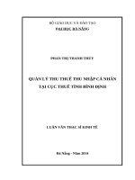 Quản lý thu thuế thu nhập cá nhân tại cục thuế tỉnh bình định 