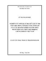 Nghiên cứu mối quan hệ quản trị vốn lưu động với khả năng sinh lời của các doanh nghiệp ngành thực phẩm niêm yết trên thị trường chứng khoán việt nam 