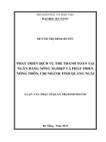 Phát triển dịch vụ thẻ thanh toán tại ngân hàng NN&PTNT, chi nhánh Tỉnh Quảng Ngãi.