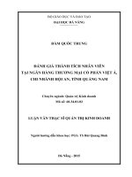 Đánh giá thành tích nhân viên tại ngân hàng TMCP việt á, chi nhánh hội an, tỉnh quảng nam 