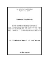 Đánh giá tính hứu hiện công tác kiểm soát nội bộ chu trình bán và thu tiền điện tại công ty TNHH MTV điện lực đà nẵng 