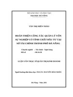 Hoàn thiện công tác quản lý vốn sự nghiệp có tính chất đầu tư tại sở tài chính thành phố đà nẵng  