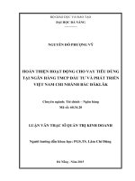 Hoàn thiện hoạt động cho vay tiêu dùng tại ngân hàng TMCP đầu tư và phát triển việt nam, chi nhánh bắc đăk lăk 