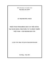Phân tích tình hình cho vay tiêu dùng tại ngân hàng TMCP đầu tư và phát triển việt nam  chi nhánh hải vân 