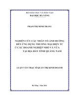 Nghiên cứu ảnh hưởng của các nhân tố đến ứng dụng thương mại điện tử ở các doanh nghiệp nhỏ và vừa tại địa bàn tỉnh quảng nam 