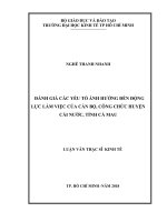 Đánh giá các yếu tố ảnh hưởng đến động lực làm việc của cán bộ, công chức huyện cái nước, tỉnh cà mau 