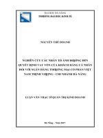 Nghiên cứu các nhân tố ảnh hưởng đến quyết định vay vón của khách hàng cá nhân đối với ngân hàng TMCP việt nam thịnh vượng   chi nhánh đà nẵng 