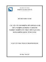 Các yếu tố ảnh hưởng đến mối quan hệ giữa người lao động và doanh nghiệp nghiên cứu thực tiễn tại cảng hàng không quốc tế đà nẵng 