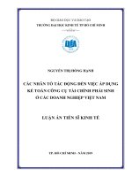 Các nhân tố tác động đến việc áp dụng kế toán công cụ tài chính phái sinh ở các doanh nghiệp việt nam 