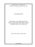 Bài toán xác định tham số trong một lớp bất đẳng thức vi biến phân cấp phân số 