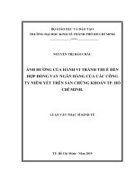 Ảnh hưởng của hành vi tránh thuế đến hợp đồng vay ngân hàng của các công ty niêm yết trên sàn chứng khoán tp  hồ chí minh 