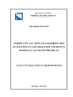 Nghiên cứu các nhân tố ảnh hưởng đến sự hài lòng của du khách đối với dịch vụ homestay tại thành phố hội an 