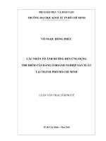 Các nhân tố ảnh hưởng đến ứng dụng thẻ điểm cân bằng ở doanh nghiệp sản xuất tại thành phố hồ chí minh 
