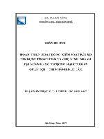 Hoàn thiện hoạt động kiểm soát rủi ro tín dụng trong cho vay hộ kinh doanh tại ngân hàng TMCP quân đội  chi nhánh đăk lắk 