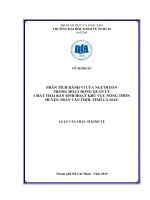 Phân tích hành vi của người dân trong hoạt động quản lý chất thải rắn sinh hoạt khu vực nông thôn huyện trần văn thời, tỉnh cà mau 