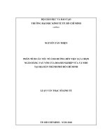 Phân tích các yếu tố ảnh hưởng đến việc lựa chọn ngân hàng vay vốn của doanh nghiệp vừa và nhỏ tại địa bàn thành phố hồ chí minh 