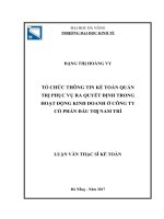 Tổ chức thông tin kế toán quản trị phục vụ ra quyết định hoạt động kinh doanh ở công ty cổ phần nam trí 