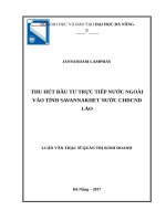 Thu hút đầu tư trực tiếp nước ngoài vào tỉnh savannakhet nước CHDCND lào 
