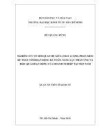 Nghiên cứu về mối quan hệ giữa chất lượng phần mềm kế toán với hoạt động kế toán, năng lực phản ứng và hiệu quả hoạt động của doanh nghiệp tại việt nam 