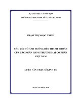 Các yếu tố ảnh hưởng đến thanh khoản của các ngân hàng thương mại cổ phần việt nam 