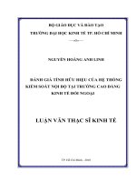 Đánh giá tính hữu hiệu của hệ thống kiểm soát nội bộ tại trường cao đẳng kinh tế đối ngoại 