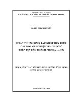 Hoàn thiện công tác kiểm tra thuế các doanh nghiệp vừa và nhỏ trên địa bàn thành phố Hạ Long (Luận văn thạc sĩ)