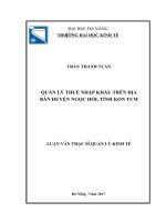 Quản lý thuế nhập khẩu trên địa bàn huyện ngọc hồi, tỉnh kon tum 