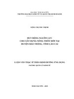 Huy động nguồn lực cho xây dựng nông thôn mới tại huyện bảo thắng, tỉnh lào cai 
