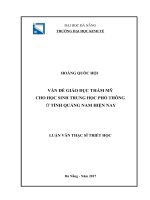 Vấn đề giáo dục thẩm mỹ cho học sinh trung học phổ thông ở tỉnh quảng nam hiện nay 