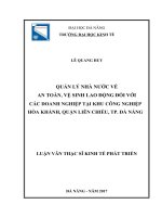 Quản lý nhà nước về an toàn   vệ sinh lao động đối với các doanh nghiệp tại khu công nghiệp hòa khánh, quận liên chiểu  thành phố đà nẵng 