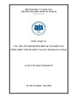 Các yếu tố ảnh hưởng đến sự gắn kết của công chức với tổ chức tại cục hải quan cà mau 