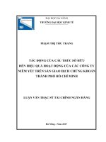 Tác động của cấu trúc sở hữu đến hiệu quả hoạt động của các công ty niêm yết trên sàn giao dịch chứng khoán thành phố hồ chí minh 