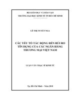Các yếu tố tác động đến rủi ro tín dụng của các ngân hàng thương mại việt nam 
