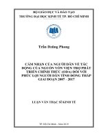 Cảm nhận của người dân về tác động của nguồn vốn viện trợ phát triển chính thức (ODA) đối với phúc lợi người dân tỉnh đồng tháp giai đoạn 2007   2017 