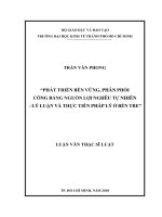 Phát triển bền vững, phân phối công bằng nguồn lợi nghêu tự nhiên  lý luận và thực tiễn pháp lý ở bến tre 
